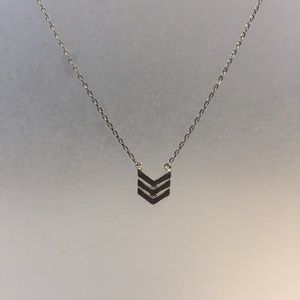 Silver Triple Chevron Necklace, tribal chevron necklace, delicate chain.